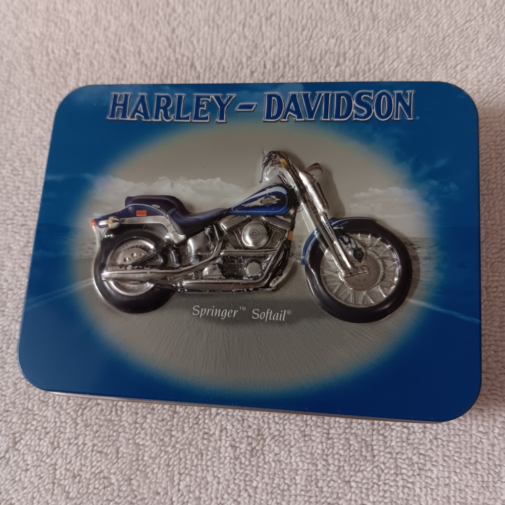 Harley-Davidson Blue and Silver Tin Box